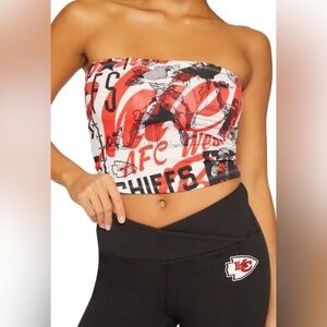Kansas City Chiefs Strapless Top - Black and Red Large